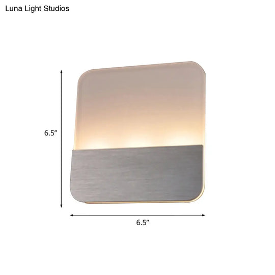 Modern Led Sconce Light: Sleek White Round/Square Design Single Acrylic Wall Lighting In Warm/White