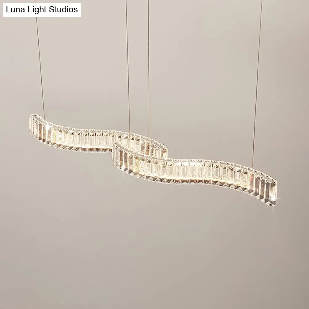 Modern Led Silver Crystal Pendant Light For Dining Room - Stylishly Illuminate Your Space