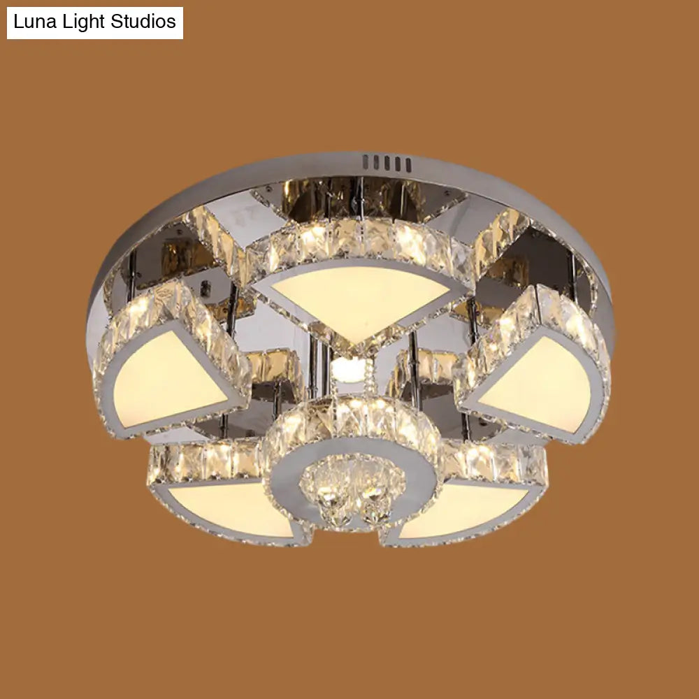 Modern Led Spotlight With Waterfall Crystal Shade For Bedroom Ceiling In Chrome 24’/31.5’ W