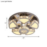 Modern Led Spotlight With Waterfall Crystal Shade For Bedroom Ceiling In Chrome 24’/31.5’ W