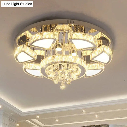 Modern Led Spotlight With Waterfall Crystal Shade For Bedroom Ceiling In Chrome 24/31.5 W / 31.5