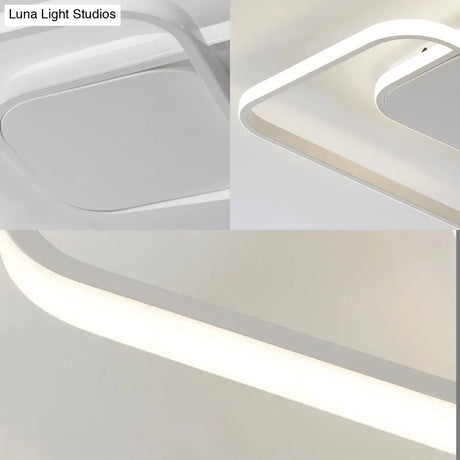 Modern Led Square Flush Ceiling Light In White/Black/Gold For Bedroom Acrylic Design Warm/White