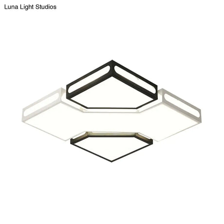 Modern Led Square Flush Lamp With Acrylic Ceiling Light Fixture - Black And White Design White/3