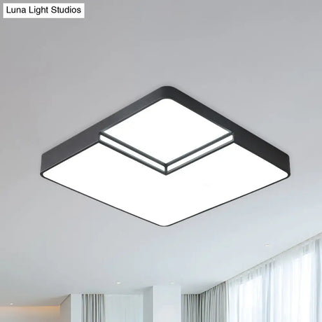 Modern Led Square Flush Mount Ceiling Light Fixture - White/Black White/Warm (16.5’/20.5’ W)