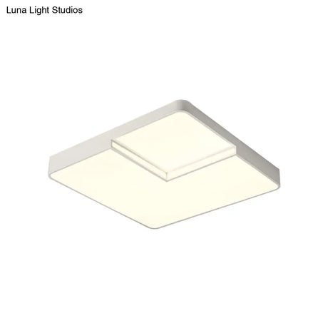 Modern Led Square Flush Mount Ceiling Light Fixture - White/Black White/Warm (16.5’/20.5’ W)