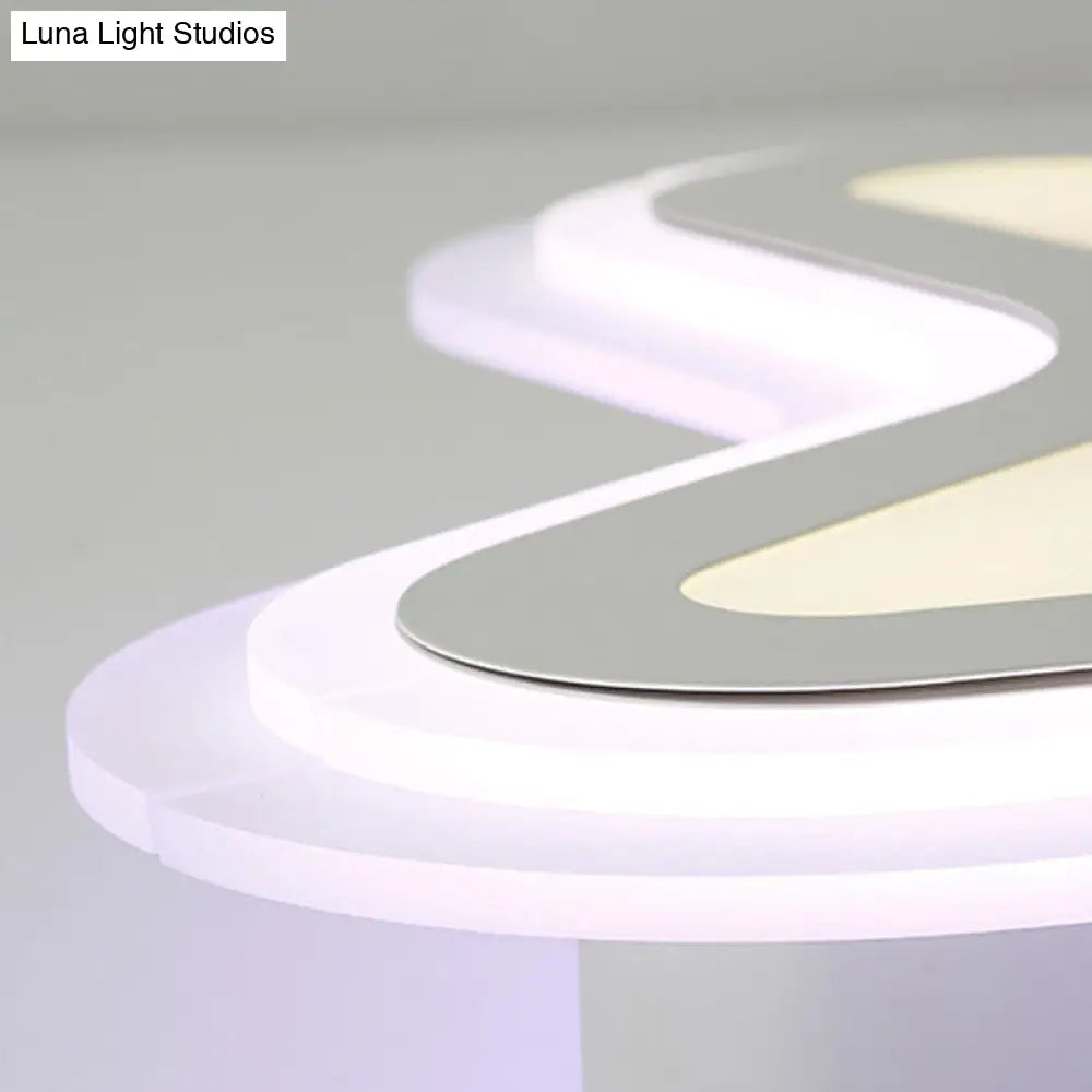 Modern Led Star Ceiling Light For Stairway Or Kindergarten - White Flush Mount With Acrylic Fixture