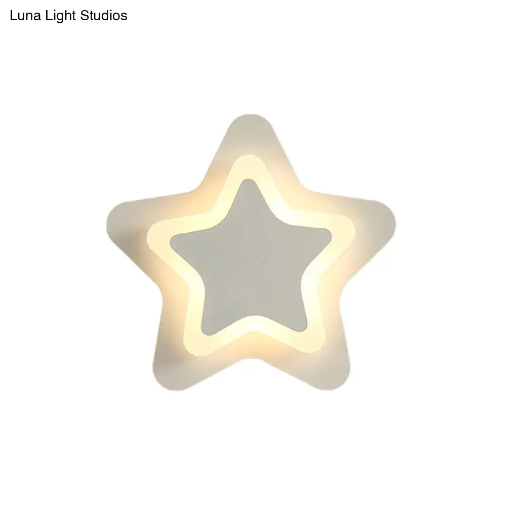 Modern Led Star Wall Sconce In Scandinavian Style - Black/White Flush Mount Fixture With Acrylic