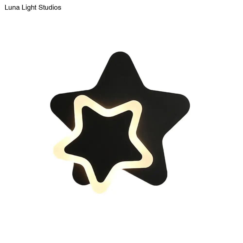 Modern Led Star Wall Sconce In Scandinavian Style - Black/White Flush Mount Fixture With Acrylic