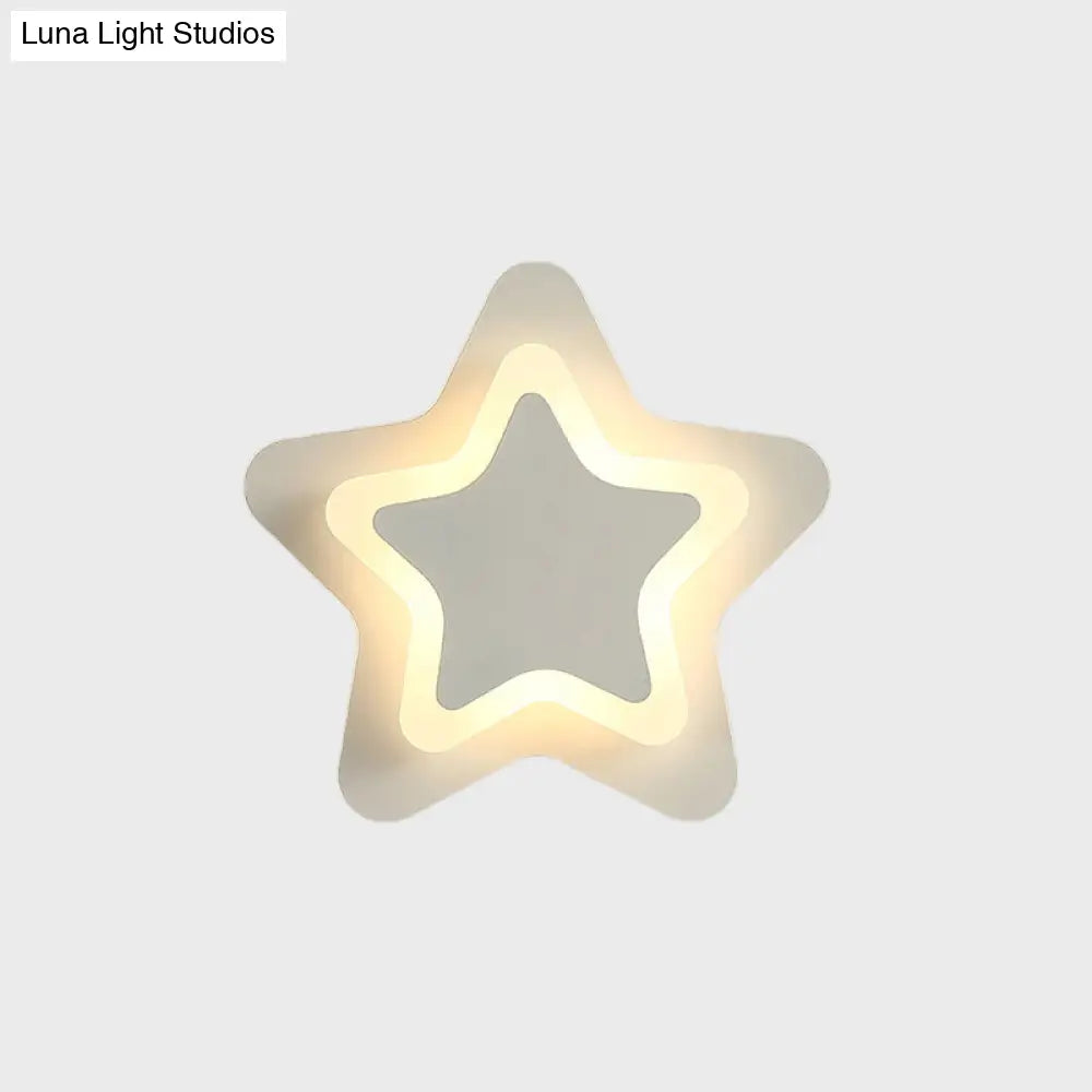 Modern Led Star Wall Sconce In Scandinavian Style - Black/White Flush Mount Fixture With Acrylic