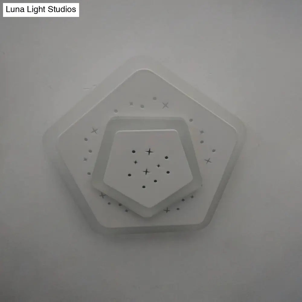Modern Led Starry Flush Mount Wall Light In White: Triangle Rhombus & Star Design For The Bedroom