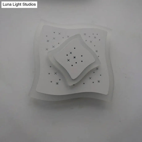 Modern Led Starry Flush Mount Wall Light In White: Triangle Rhombus & Star Design For The Bedroom