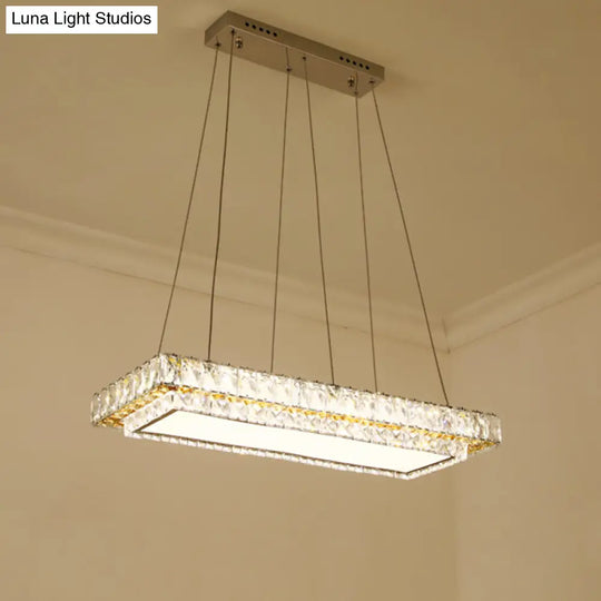 Modern Led Suspension Light: Clear Crystal Rectangle Blocks For Dinning Room & Kitchen Island