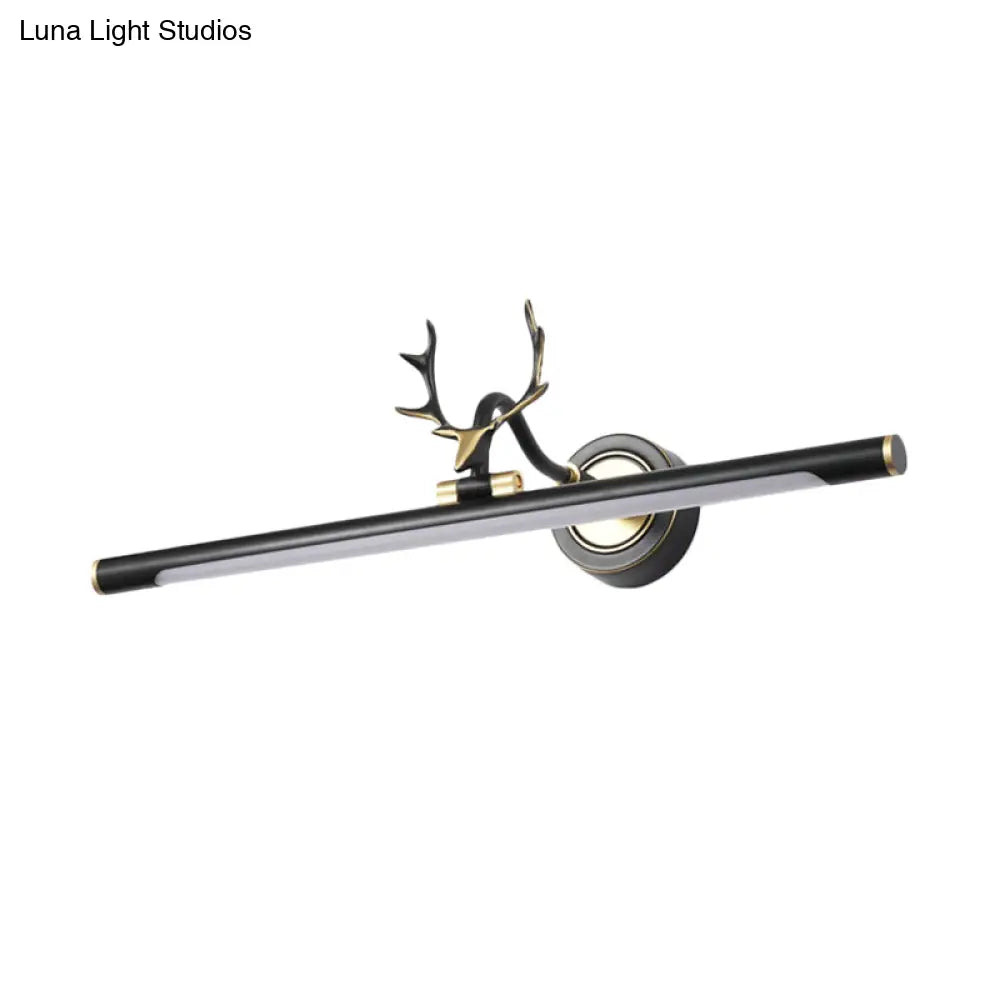 Modern Led Toilet Vanity Light With Black Antler Wall Mount And Metal Shade
