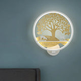 Modern Led Tree Wall Lamp-Metal Mounted Black/White Bedside Mural Light With Warm/White Glow White /
