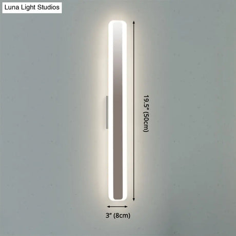 Modern Led Vanity Light - 16/20 Wide Acrylic Shade White Rectangular Mirror Lamp Warm/White