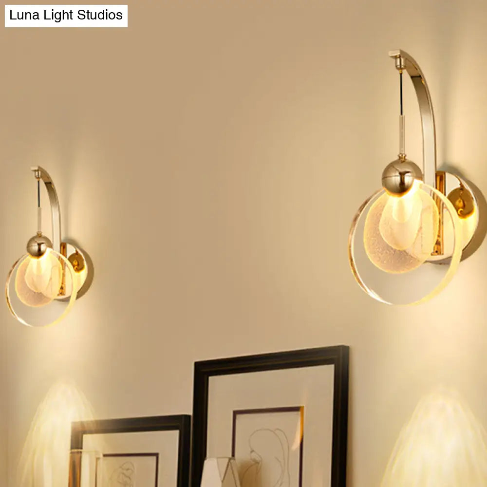 Modern Led Wall Mount Light In Gold With Crystal Shade - Perfect For Great Room Lighting