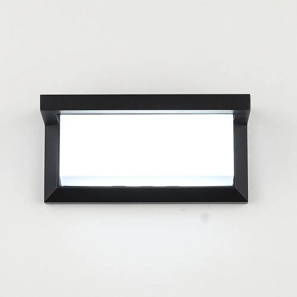 Modern Led Wall Sconce In Black - Rectangular Courtyard Light Fixture