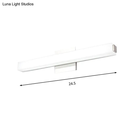 Modern Led Wall Sconce With Acrylic Shade Chrome Finish Rectangular Vanity Lighting In Warm/White