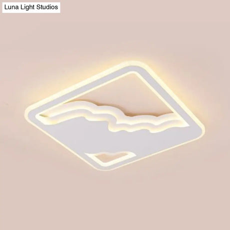 Modern Led White Flush Mount Ceiling Light Ultra Thin Design 19’/35.5’ Wide