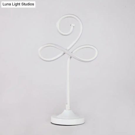 Modern Led White Nightstand Lamp For Living Room With Twist Acrylic Shade Warm/White Light