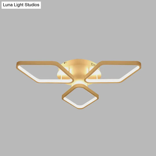 Modern Led White Rhombus Ceiling Flush Mount Light In White/Warm 20’/21’ Wide