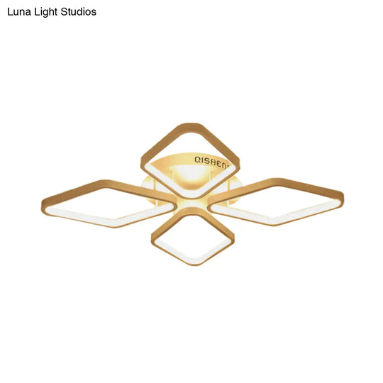 Modern Led White Rhombus Ceiling Flush Mount Light In White/Warm 20’/21’ Wide