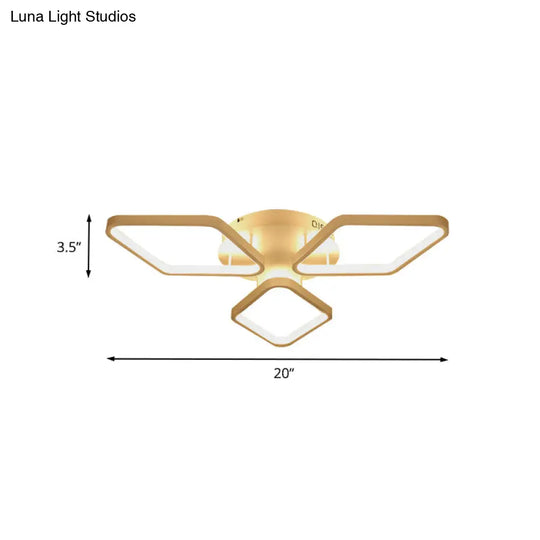 Modern Led White Rhombus Ceiling Flush Mount Light In White/Warm 20’/21’ Wide