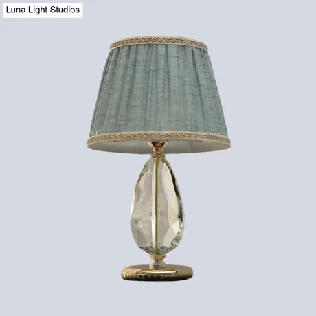 Modern Light Blue Crystal Droplet Task Lamp With 1 Bulb For Reading
