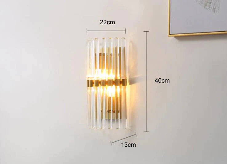 Lampe de chevet de chambre à coucher en cristal de luxe moderne à LED en cuivre