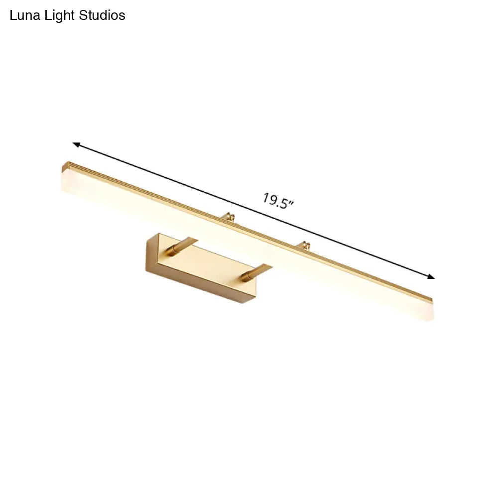 Modern Linear Acrylic Vanity Lamp: 16/19.5 Led Gold Wall Lighting Fixture