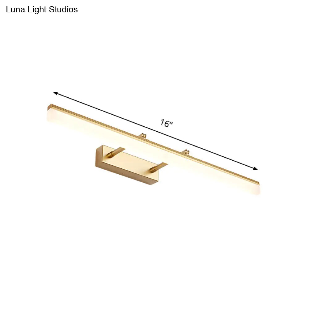 Modern Linear Acrylic Vanity Lamp: 16/19.5 Led Gold Wall Lighting Fixture