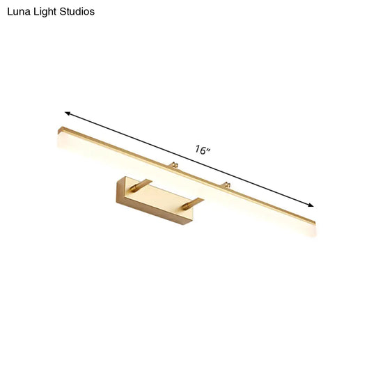 Modern Linear Acrylic Vanity Lamp: 16/19.5 Led Gold Wall Lighting Fixture