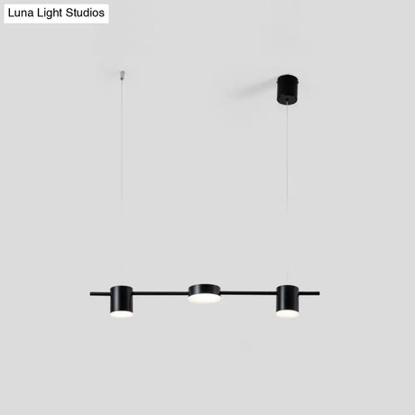 Modern Linear Metallic Chandelier Light - 3/5 Heads Black/Gold Hanging Lamp With Rotatable Shade