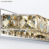 Modern Linear Wall Mounted Vanity Sconce For Bathroom - Clear/Amber Crystal Warm/White Light
