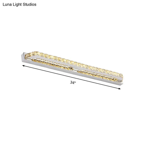 Modern Linear Wall Mounted Vanity Sconce For Bathroom - Clear/Amber Crystal Warm/White Light