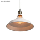 Modern Loft Style Barn Shade Pendant Ceiling Light 10.5’/12’/15’ W In Black/White For Dining