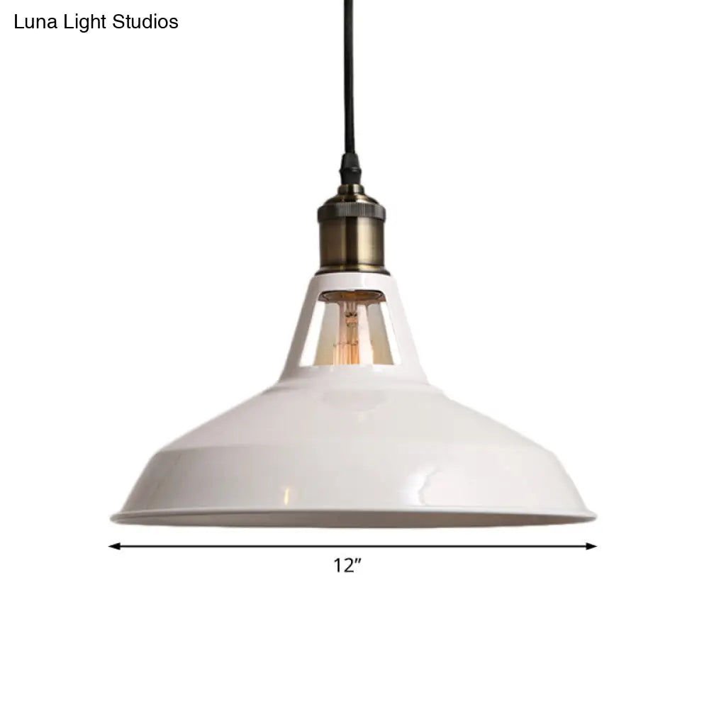 Modern Loft Style Barn Shade Pendant Ceiling Light 10.5’/12’/15’ W In Black/White For Dining