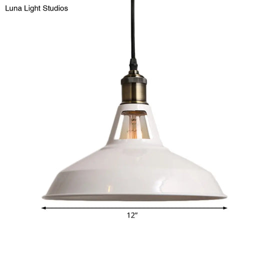 Modern Loft Style Barn Shade Pendant Ceiling Light 10.5’/12’/15’ W In Black/White For Dining