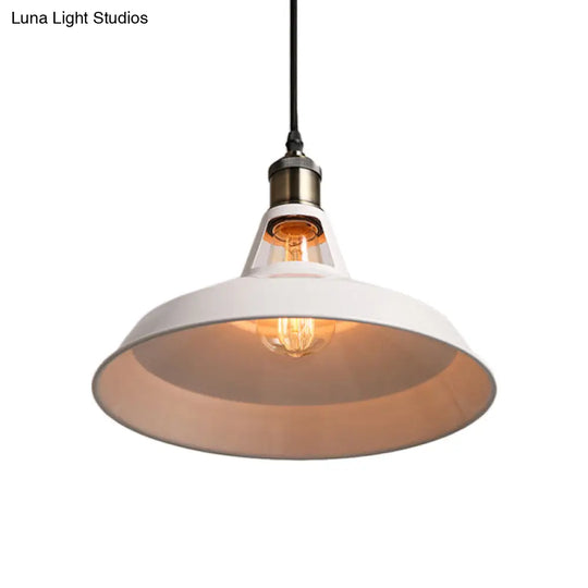 Modern Loft Style Barn Shade Pendant Ceiling Light 10.5’/12’/15’ W In Black/White For Dining