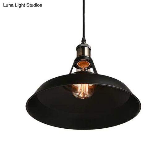 Modern Loft Style Barn Shade Pendant Ceiling Light 10.5’/12’/15’ W In Black/White For Dining
