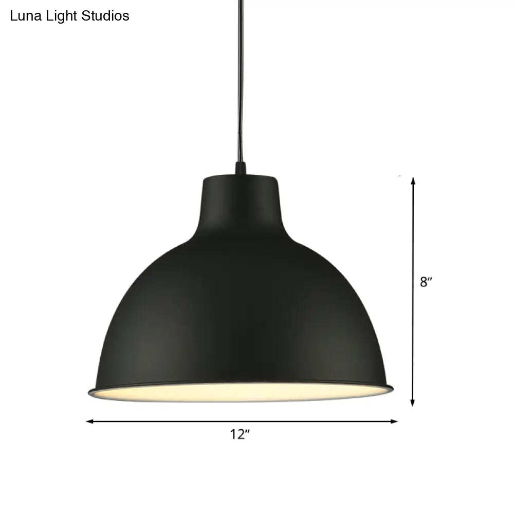 Modern Loft Style Dome Ceiling Light - 12’/14’ Dia Adjustable Cord Black/White