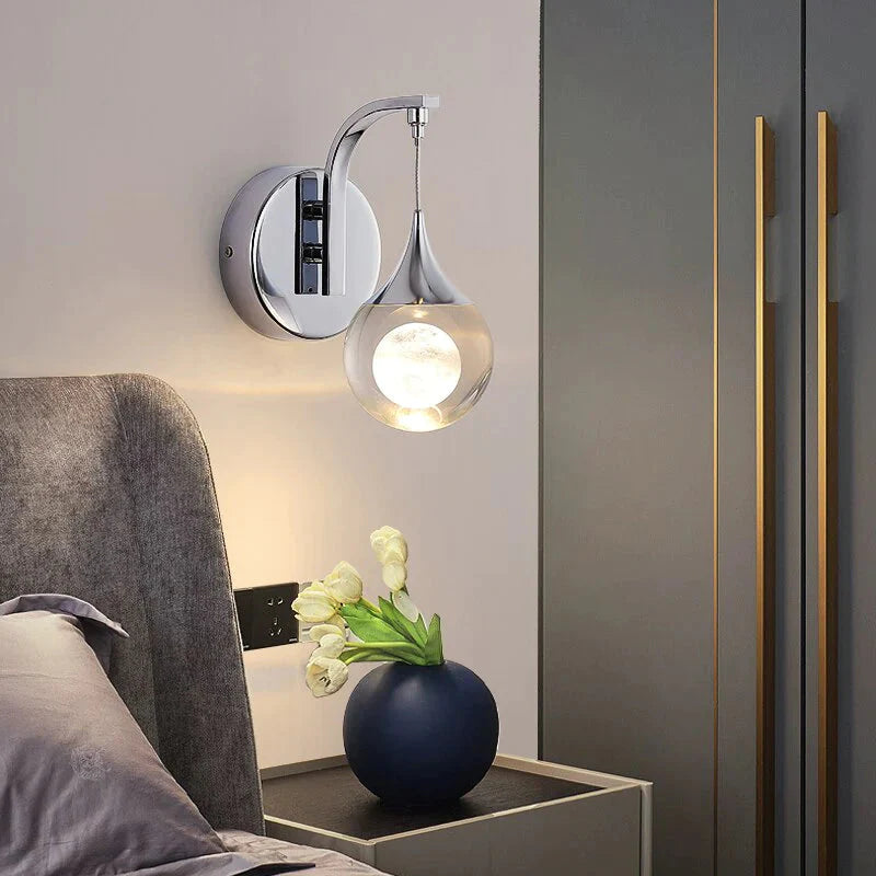 Applique Murale Led en Cristal Luxueux Moderne pour Chambre à Coucher