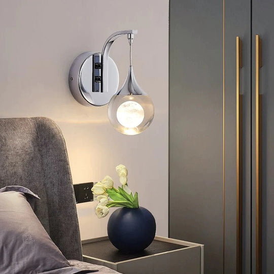 Applique Murale Led en Cristal Luxueux Moderne pour Chambre à Coucher
