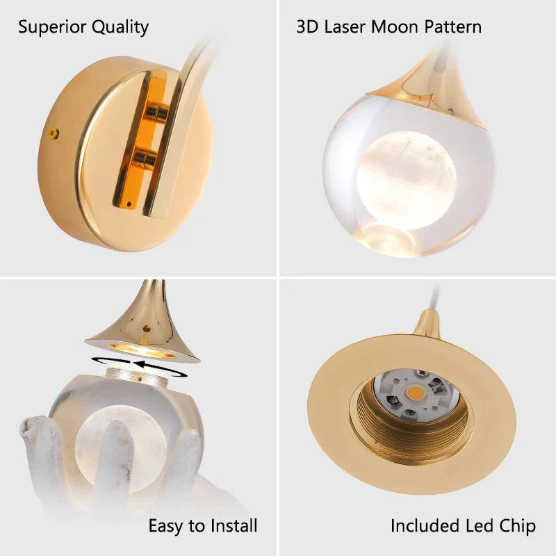 Applique Murale Led en Cristal Luxueux Moderne pour Chambre à Coucher