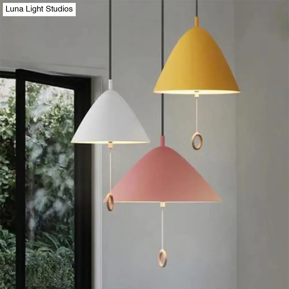 Modern Macarons Tapered Pendant Light With Metal Finish - 1-Light Lighting