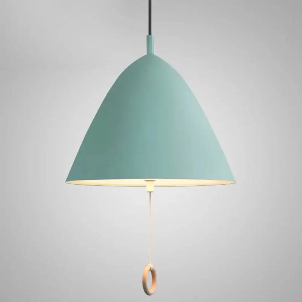 Modern Macarons Tapered Pendant Light With Metal Finish - 1-Light Lighting Blue / 13’