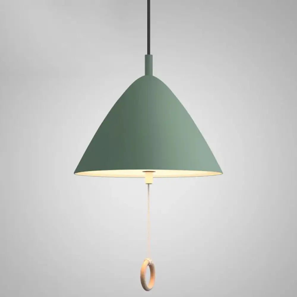 Modern Macarons Tapered Pendant Light With Metal Finish - 1-Light Lighting Green / 11’