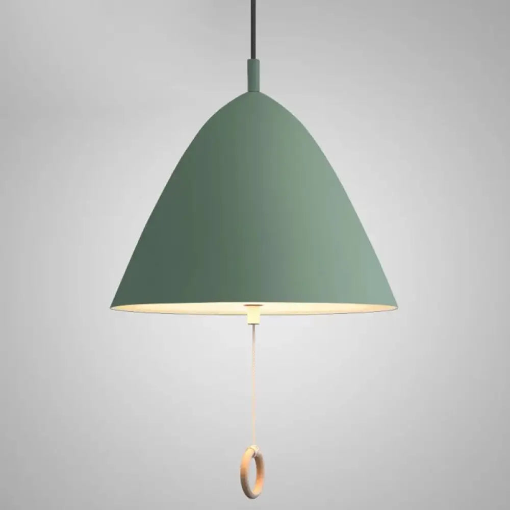 Modern Macarons Tapered Pendant Light With Metal Finish - 1-Light Lighting Green / 13’