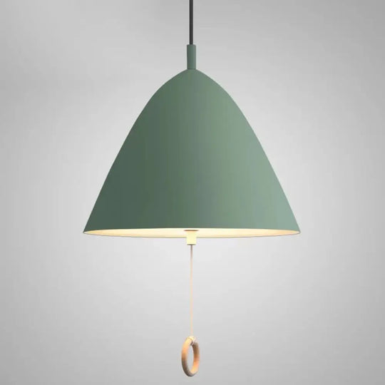 Modern Macarons Tapered Pendant Light With Metal Finish - 1-Light Lighting Green / 13’