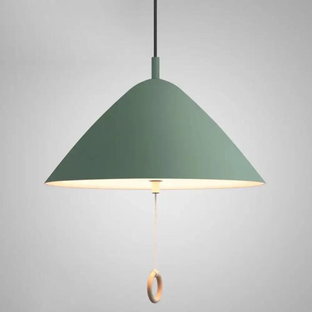 Modern Macarons Tapered Pendant Light With Metal Finish - 1-Light Lighting Green / 16’